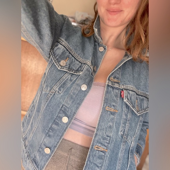 Vintage Levi’s Blue Jean Denim Trucker Jacket w/silver buttons • size Small - Picture 6 of 16